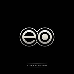 EO initial letter linked circle capital monogram logo modern template silver color version