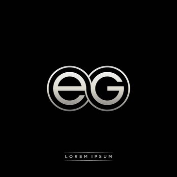 EG initial letter linked circle capital monogram logo modern template silver color version