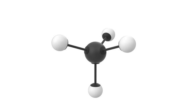 3D animation of a methane molecule with alpha layer