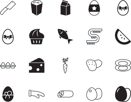 food vector icon set such as: pottery, hole, cut, round, mitten, potatoes, soil, work, dieting, sea, mittens, seafood, lifestyle, image, plate, market, cheddar, protective, technology, hand, drop