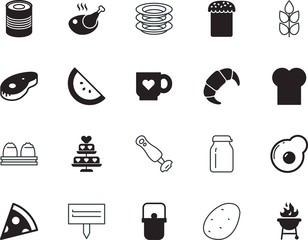 food vector icon set such as: business, harvest, celebrate, home, birthday, coffee, ear, chefs, rare, easter, vegetables, plates, shop, stick, red, gourmet, blank, uniform, growth, orange, shaker