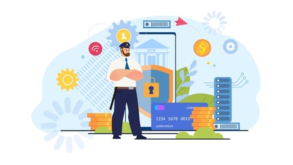 Bank Online Transfers Security Flat Vector Concept