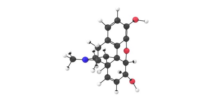 3D animation of a morphine molecule with alpha layer