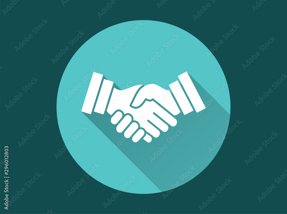 Aufkleber handshake - vector icon for graphic and web design.
