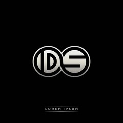DS initial letter linked circle capital monogram logo modern template silver color version