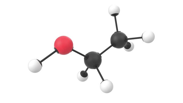 3D animation of a ethanol molecule with alpha layer