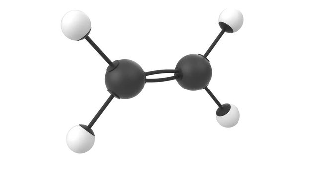 3D animation of a ethylene molecule with alpha layer