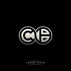 CB initial letter linked circle capital monogram logo modern template silver color version