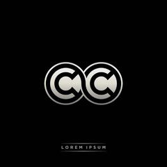 CC initial letter linked circle capital monogram logo modern template silver color version