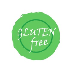 Gluten free - natural organic food without gluten. Vector vintage illustration on circle sticker.