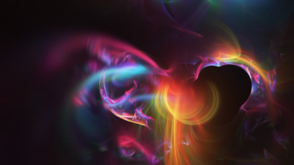 Abstract transparent orange and red crystal shapes. Fantasy light background. Digital fractal art. 3d rendering.