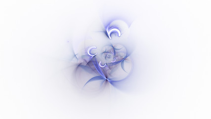 Abstract transparent blue and violet crystal shapes. Fantasy light background. Digital fractal art. 3d rendering.