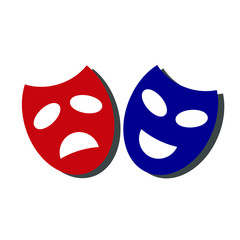 Funny and sad mask theatrical. vector icon