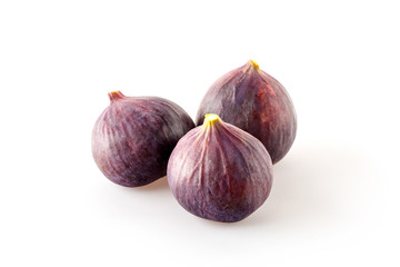 Three figs isolated on white background. Top view at an angle. For design.