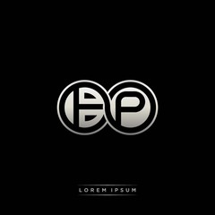 BP initial letter linked circle capital monogram logo modern template silver color version