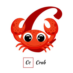 English animal alphabet letter C in vector style