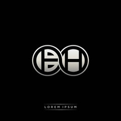 BH initial letter linked circle capital monogram logo modern template silver color version