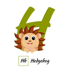 English animal alphabet letter H in vector style