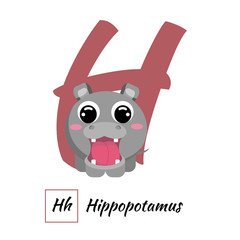 English animal alphabet letter H in vector style
