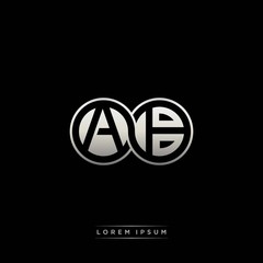 AB initial letter linked circle capital monogram logo modern template silver color version