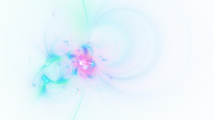Abstract transparent pink and blue crystal shapes. Fantasy light background. Digital fractal art. 3d rendering.
