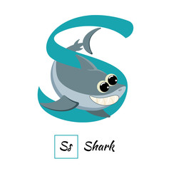 English animal alphabet letter S in vector style