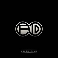 FD initial letter linked circle capital monogram logo modern template silver color version