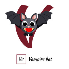 English animal alphabet letter V in vector style