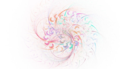 Abstract transparent pink and orange crystal shapes. Fantasy light background. Digital fractal art. 3d rendering.