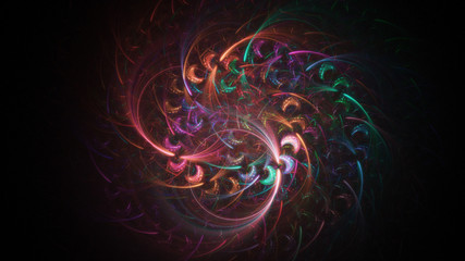 Obraz premium Abstract transparent pink and orange crystal shapes. Fantasy light background. Digital fractal art. 3d rendering.