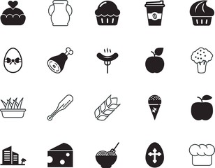 food vector icon set such as: modern, job, travelling, lovely, equipment, pink, broccoli, building, staff, vacation, seed, crop, antique, ceramic, thermometer, pie, warm, chicken, cone, seedling
