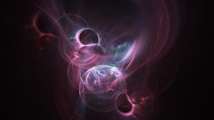 Abstract pink glowing shapes. Fantasy light background. Digital fractal art. 3d rendering.