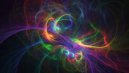 Abstract transparent rainbow crystal shapes. Fantasy light background. Digital fractal art. 3d rendering.