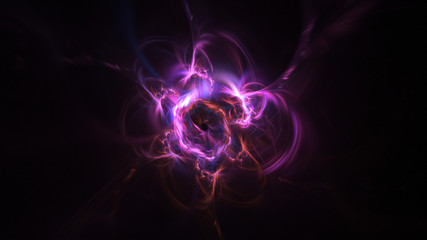 Abstract glowing pink shapes. Fantasy light background. Digital fractal art. 3d rendering.