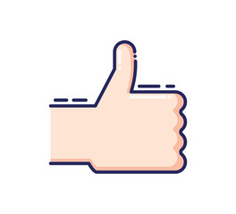 Cheerful thumbs up. Approval, certified vector trendy flat outline icon illustration design