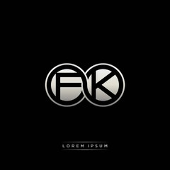 FK initial letter linked circle capital monogram logo modern template silver color version