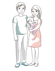 Happy parents. Young mother holding  her baby. Vector illustration. 