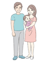 Happy parents. Young mother holding  her baby. Vector illustration. 