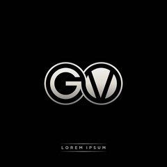 GV initial letter linked circle capital monogram logo modern template silver color version