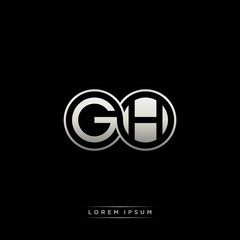 GH initial letter linked circle capital monogram logo modern template silver color version