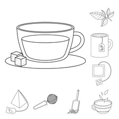 Isolated object of food and natural icon. Collection of food and black stock vector illustration.