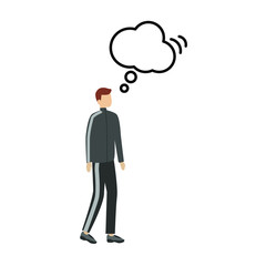 Flat cartoon character isolated on white background. Speech bubble icon 