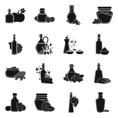 Vector illustration of oil and agriculture icon. Set of oil and glass stock symbol for web.