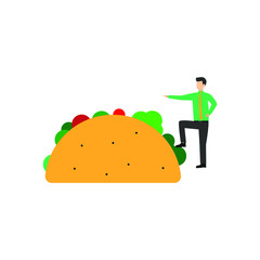 Man and food. Taco mexican food line icon. linear. Taco fast food