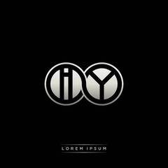 IY initial letter linked circle capital monogram logo modern template silver color version