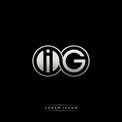 IG initial letter linked circle capital monogram logo modern template silver color version
