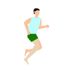  Man running. Flat cartoon character isolated on white background.
