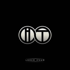 IT initial letter linked circle capital monogram logo modern template silver color version