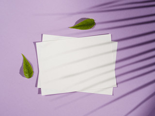 Top view white papers with shadows