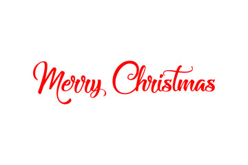 Fototapeta na wymiar Merry Christmas red hand drawn lettering on white background for banner, postcard, label, poster design element. Vector illustration.